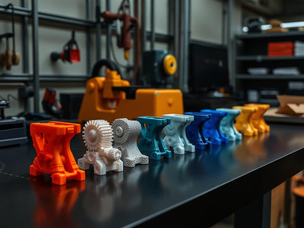 Sequência de protótipos impressos em 3D mostrando a evolução do projeto